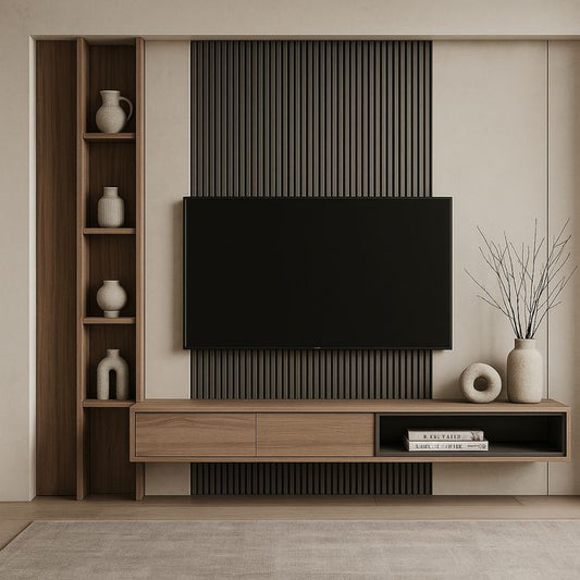 Minimalist TV Unit with Shelves