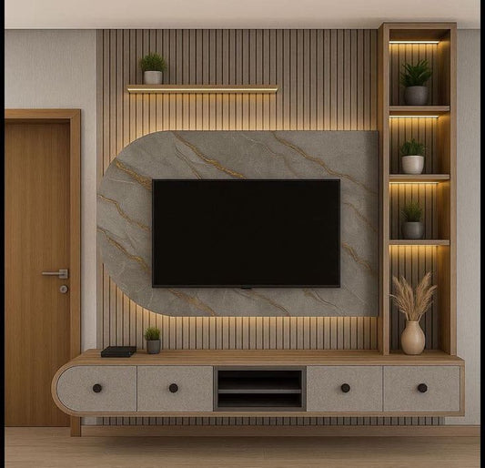 TV Unit with Marble Accent